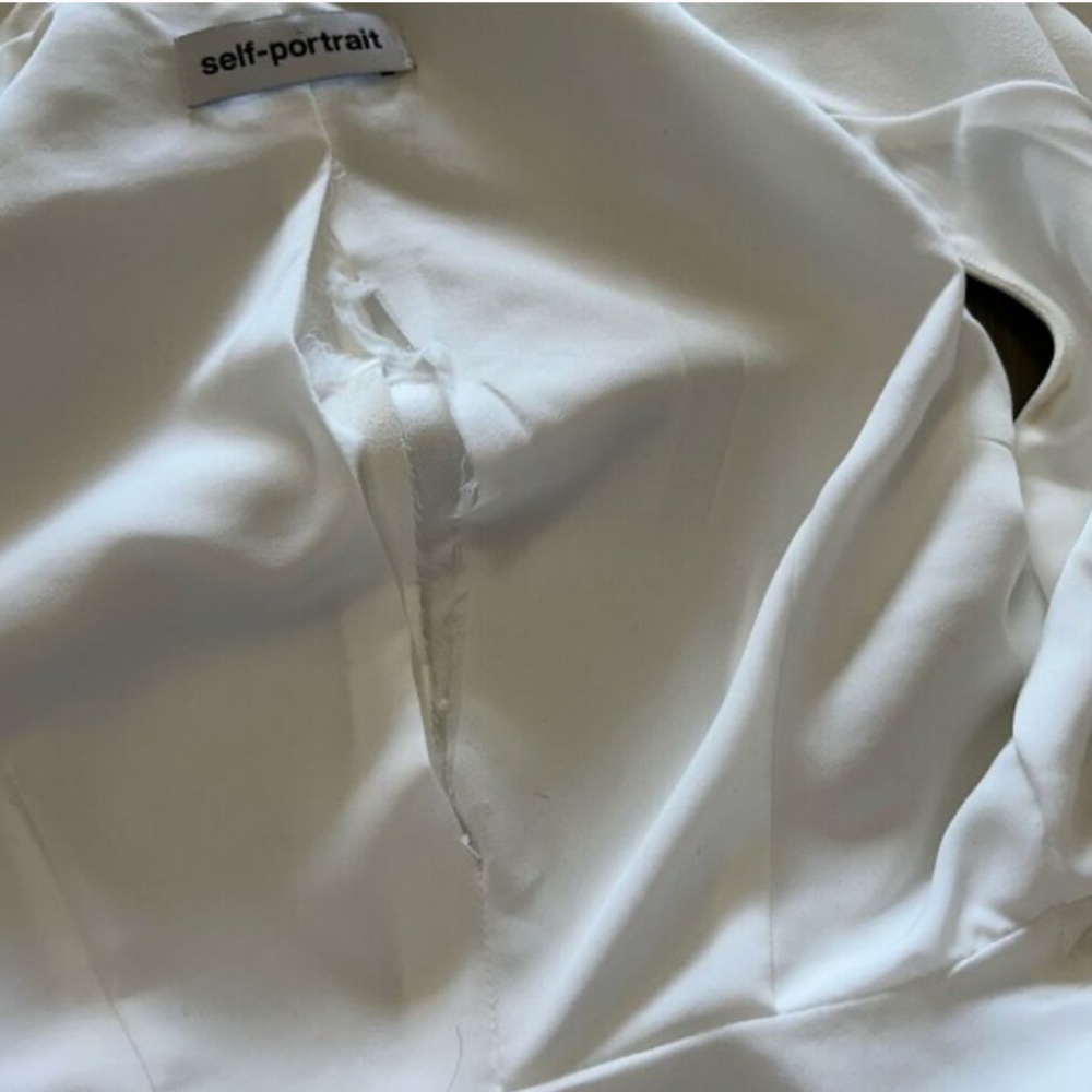 Self-Portrait White Sleeveless Peplum Top with Wide-Leg Pants - Picture 6 of 6